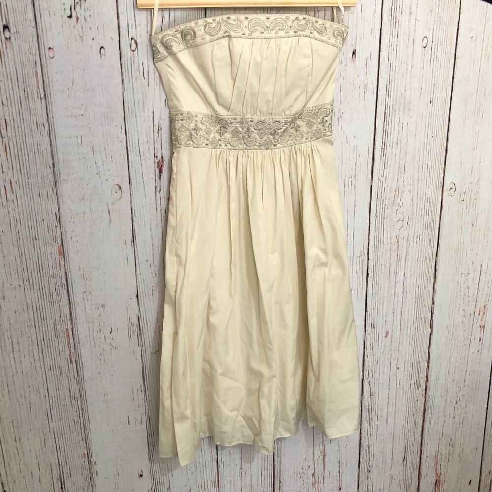 Vintage Banana Republic strapless cocktail/casual bride, Cream, brocade, size 2
